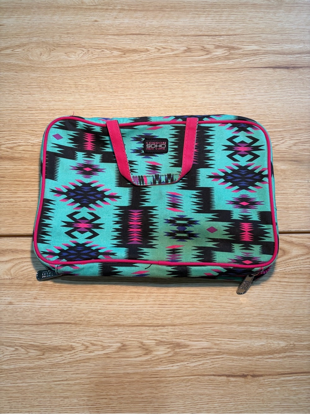 Soho Turquoise Aztec Hanging Toiletries Bag